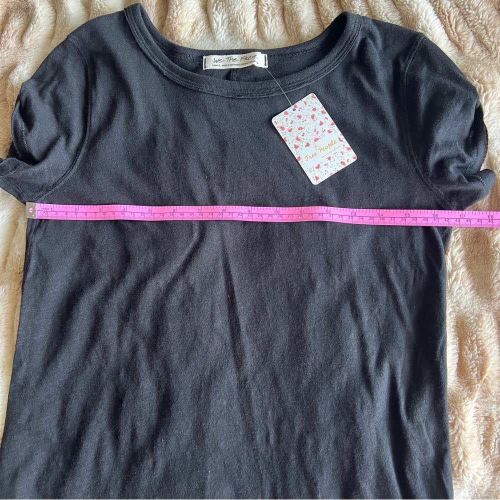 NWT Free People Clare Short Sleeve Black T shirt - Picture 5 of 7
